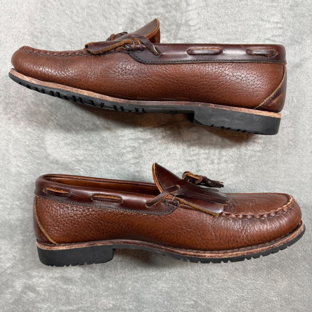 Allen Edmonds Nashua Mens 9.5 D Brown Leather Kilty Tassel Loafers Preppy 42253 - Picture 4 of 9
